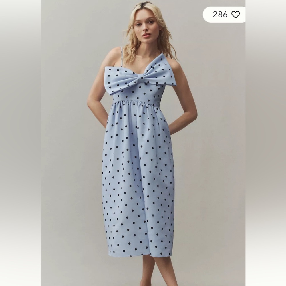 Sachin + Babi Light Blue Midi Skirt with Black Dots
